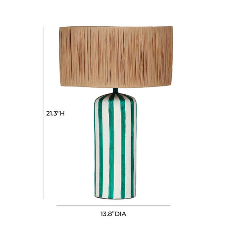 Ravello Green Striped Papier Mache Table Lamp Model: TOV-G18574