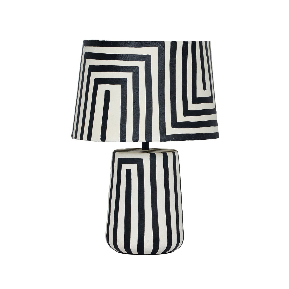 Minori Black Striped Papier Mache Table Lamp Model: TOV-G18575