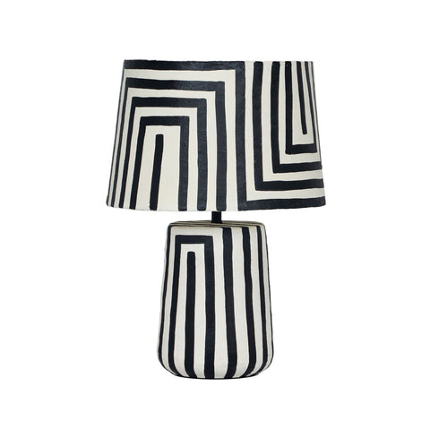 Minori Black Striped Papier Mache Table Lamp Model: TOV-G18575