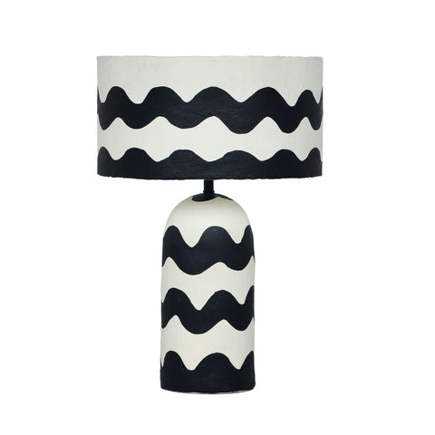 Tropea Black Waves Papier Mache Table Lamp Model: TOV-G18577