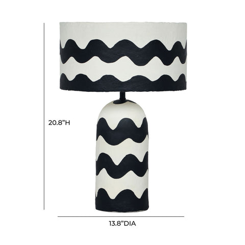 Tropea Black Waves Papier Mache Table Lamp Model: TOV-G18577