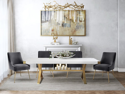 Adeline White Lacquer Dining Table Model: TOV-G5496
