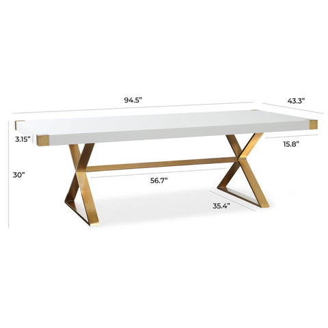 Adeline White Lacquer Dining Table Model: TOV-G5496