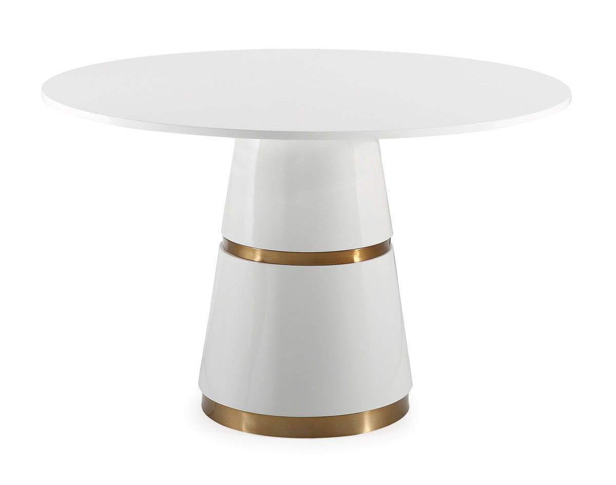 Rosa White Lacquer 47" Round Dining Table Model: TOV-GT5505