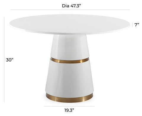 Rosa White Lacquer 47" Round Dining Table Model: TOV-GT5505