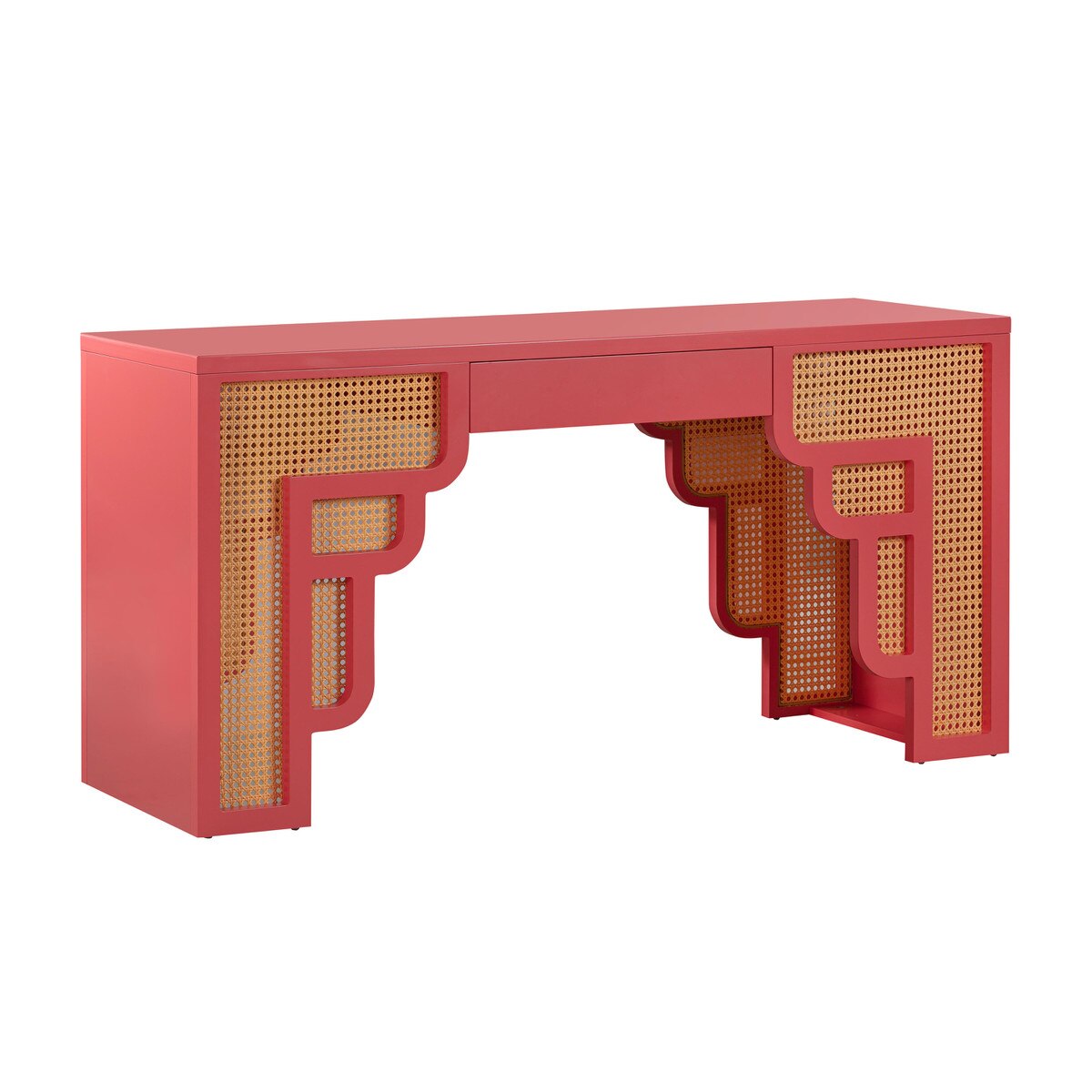 Suzie Coral Pink & Rattan Executive Desk Model: TOV-H44179