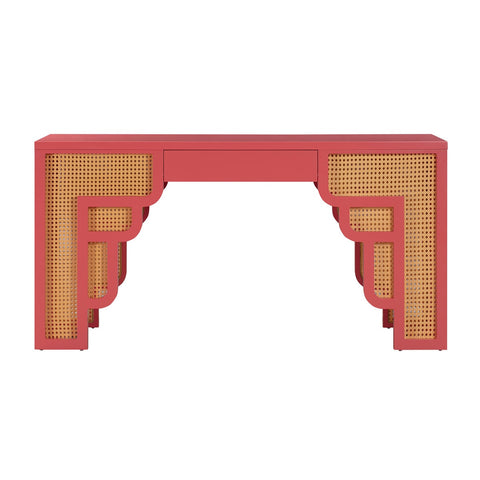 Suzie Coral Pink & Rattan Executive Desk Model: TOV-H44179