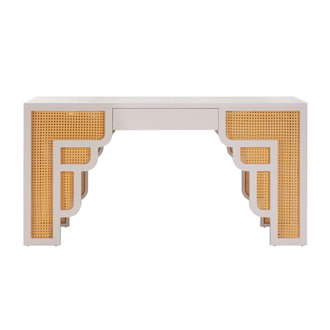 Suzie Cream & Rattan Executive Desk Model: TOV-H44180