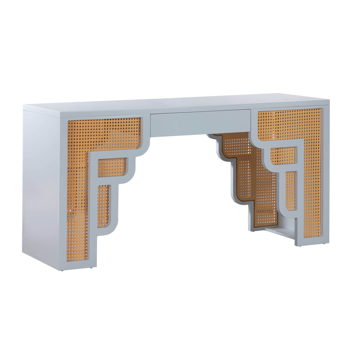 Suzie Pastel Blue & Rattan Executive Desk Model: TOV-H44182