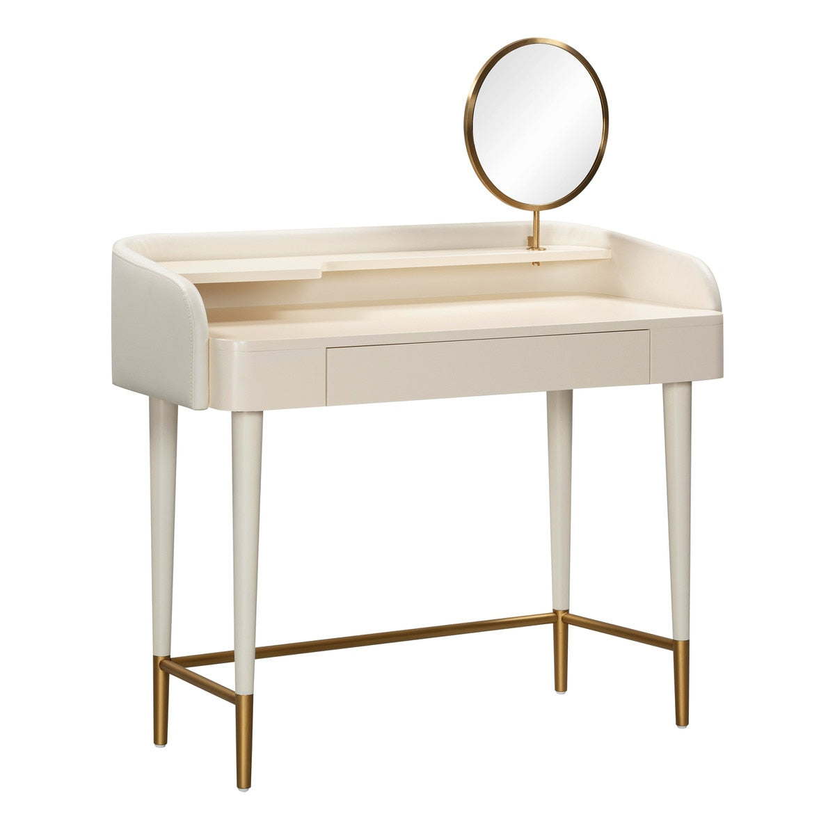 Penelope Cream Vegan Leather Wrapped Vanity Desk Model: TOV-H54270
