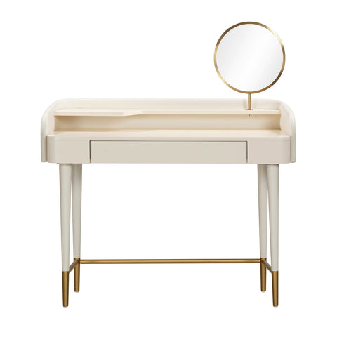 Penelope Cream Vegan Leather Wrapped Vanity Desk Model: TOV-H54270