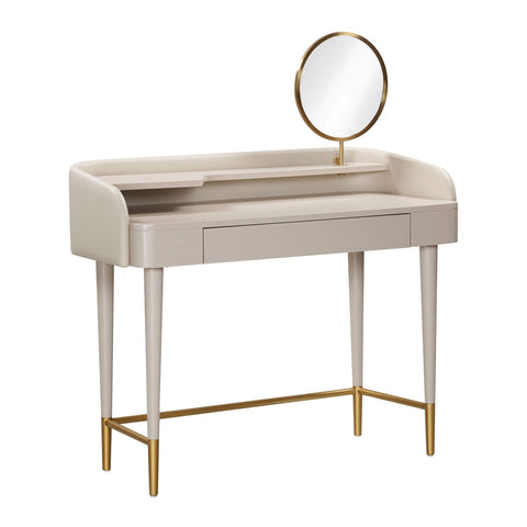 Penelope Taupe Vegan Leather Wrapped Vanity Desk Model: TOV-H54271