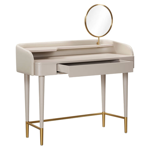 Penelope Taupe Vegan Leather Wrapped Vanity Desk Model: TOV-H54271