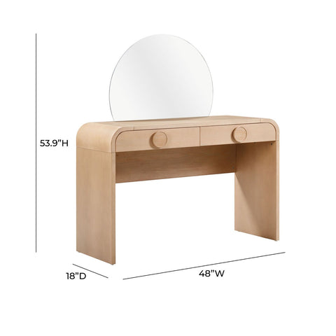 Moonrise Natural Ash 2-Drawer Vanity Desk with Mirror Model: TOV-H54326