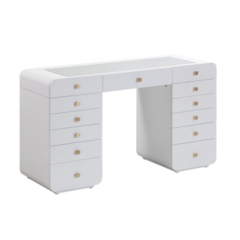Hollywood White Desk with Vanity Mirror Model: TOV-H54352