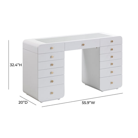 Hollywood White Desk with Vanity Mirror Model: TOV-H54352