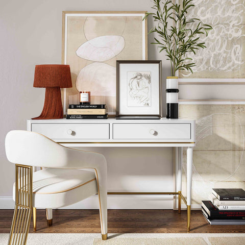 Mariah Two Drawer Off-White Desk Model: TOV-H68716