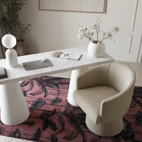 Kristen Taupe Upcycled Chenille Rolling Desk Chair Model: TOV-H68926