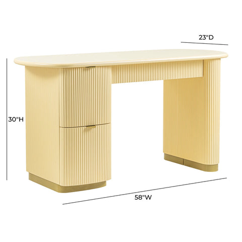 Francesca Yellow Peach 3-Drawer Executive Desk Model: TOV-H69001