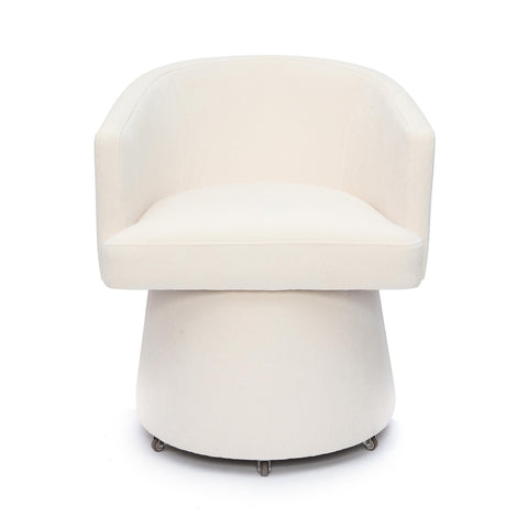 Kristen Cream Upcycled Chenille Rolling Desk Chair Model: TOV-H69159