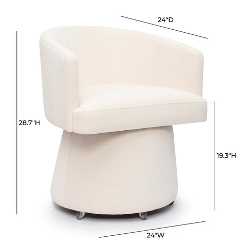 Kristen Cream Upcycled Chenille Rolling Desk Chair Model: TOV-H69159