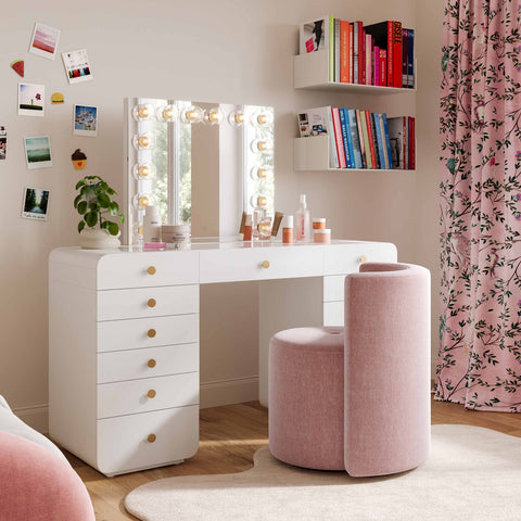 Alyssa Pink Upcycled Velvet Rolling Desk Chair Model: TOV-H69261