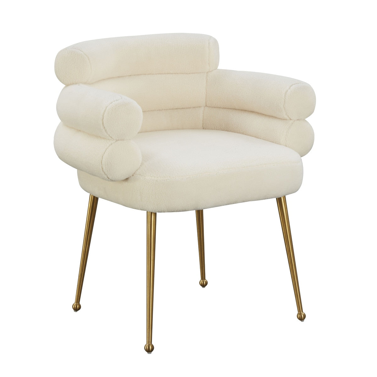 Dente Cream Faux Sheepskin Dining Chair by Inspire Me! Home Decor Model: TOV-IHD68508