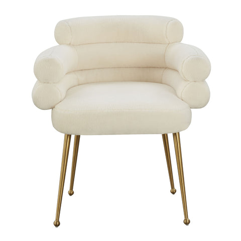 Dente Cream Faux Sheepskin Dining Chair by Inspire Me! Home Decor Model: TOV-IHD68508