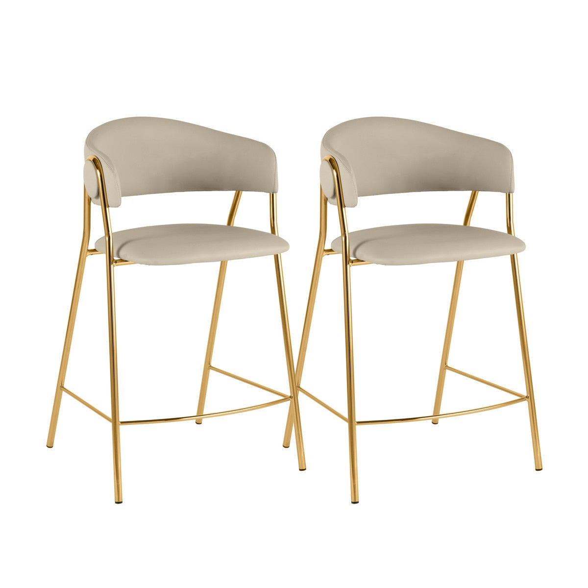 Lara Cream Performance Vegan Leather Counter Stool by Inspire Me! Home Decor - Set of 2 Model: TOV-IHD68560