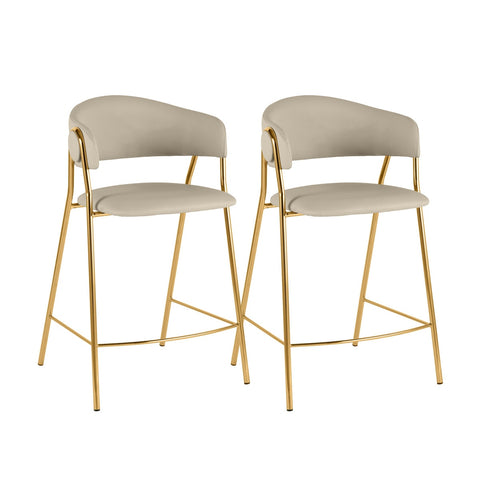 Lara Cream Performance Vegan Leather Counter Stool by Inspire Me! Home Decor - Set of 2 Model: TOV-IHD68560