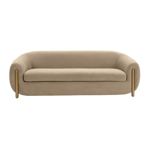 Lina Cafe Au Lait Brown Velvet Sofa Model: TOV-IHL68673