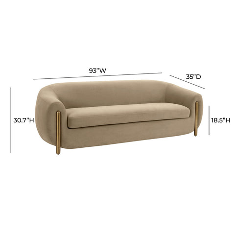 Lina Cafe Au Lait Brown Velvet Sofa Model: TOV-IHL68673