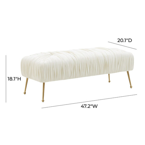 Jessica Cream Velvet Bench by Inspire Me! Home Decor Model: TOV-IHOC68201