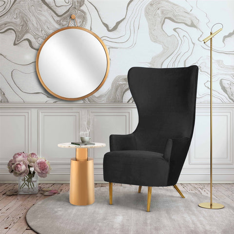 Julia Black Velvet Wingback Chair By Inspire Me! Home Decor Model: TOV-IHS44150