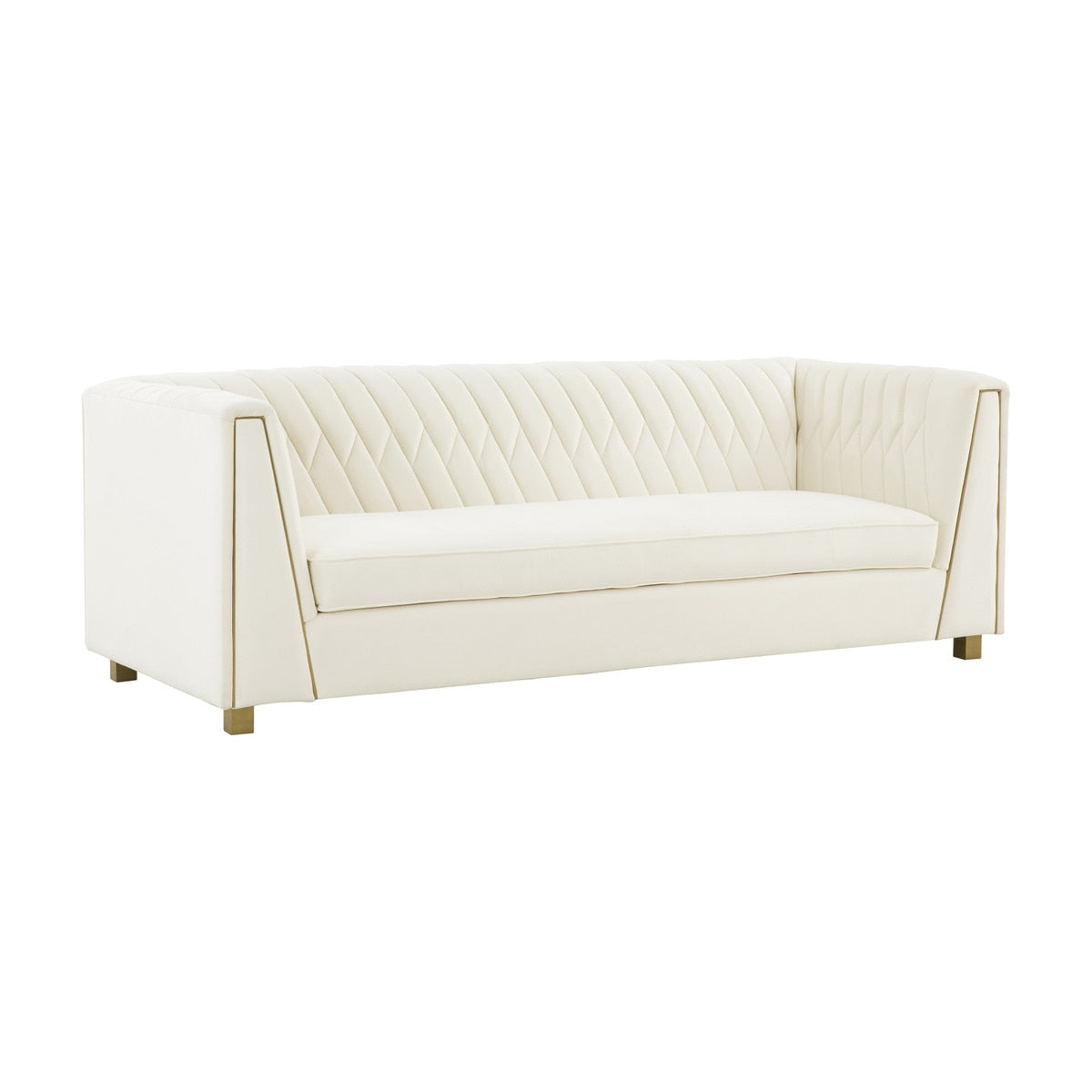 Wafa Cream Velvet Sofa by Inspire Me! Home Decor Model: TOV-IHS68203