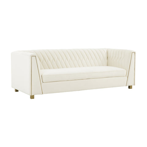 Wafa Cream Velvet Sofa by Inspire Me! Home Decor Model: TOV-IHS68203