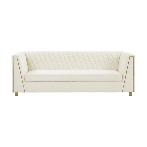 Wafa Cream Velvet Sofa by Inspire Me! Home Decor Model: TOV-IHS68203