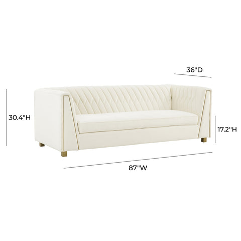 Wafa Cream Velvet Sofa by Inspire Me! Home Decor Model: TOV-IHS68203