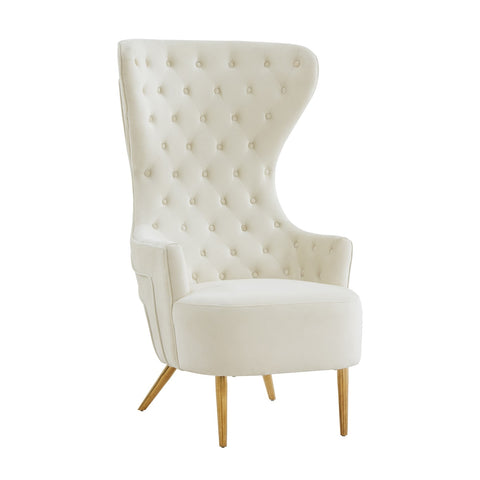 Jezebel Cream Velvet Wingback Chair by Inspire Me! Home DÃ©cor Model: TOV-IHS68205