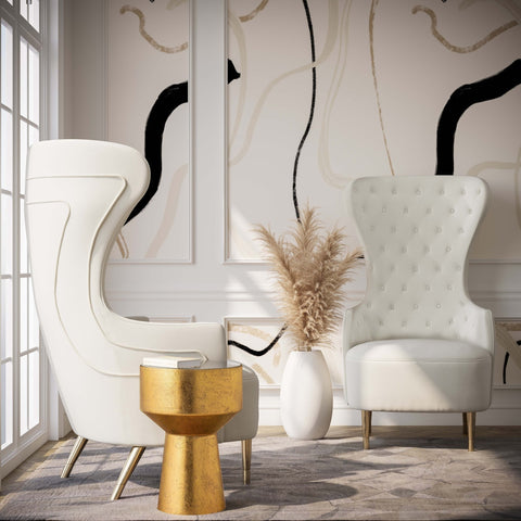Jezebel Cream Velvet Wingback Chair by Inspire Me! Home DÃ©cor Model: TOV-IHS68205