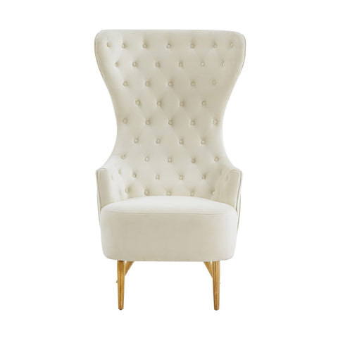 Jezebel Cream Velvet Wingback Chair by Inspire Me! Home DÃ©cor Model: TOV-IHS68205