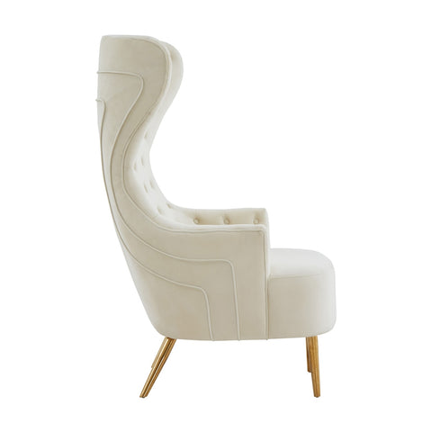 Jezebel Cream Velvet Wingback Chair by Inspire Me! Home DÃ©cor Model: TOV-IHS68205