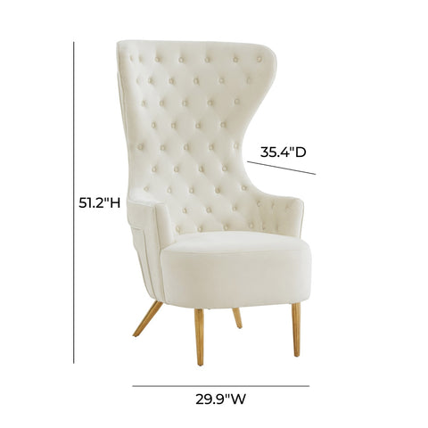 Jezebel Cream Velvet Wingback Chair by Inspire Me! Home DÃ©cor Model: TOV-IHS68205