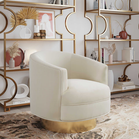 Stella Cream Velvet Swivel Chair by Inspire Me! Home Decor Model: TOV-IHS68206
