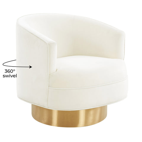 Stella Cream Velvet Swivel Chair by Inspire Me! Home Decor Model: TOV-IHS68206