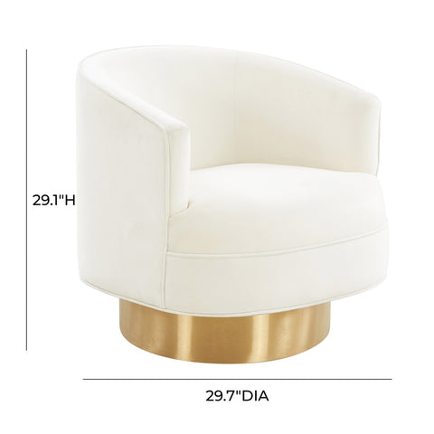 Stella Cream Velvet Swivel Chair by Inspire Me! Home Decor Model: TOV-IHS68206