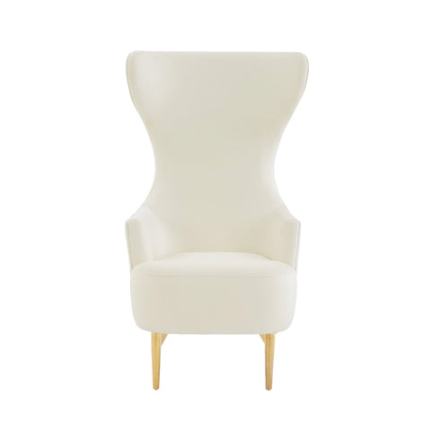 Julia Cream Velvet Channel Tufted Wingback Chair By Inspire Me! Home Decor Model: TOV-IHS68509