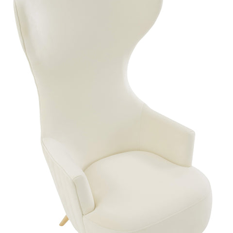 Julia Cream Velvet Channel Tufted Wingback Chair By Inspire Me! Home Decor Model: TOV-IHS68509