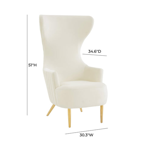 Julia Cream Velvet Channel Tufted Wingback Chair By Inspire Me! Home Decor Model: TOV-IHS68509