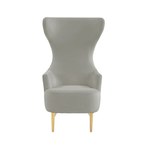 Julia Grey Velvet Channel Tufted Wingback Chair By Inspire Me! Home Decor Model: TOV-IHS68510